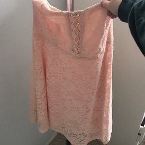 Strapless Pink Lace Dress